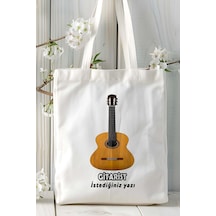 Art Hediye Gitarist Baskılı Bez Omuz Çantası Kişiye Özel Model 17 Çok Renkli
