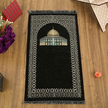 Kubbetüs Sahra Lüks Şönil Seccade Siyah 66x117cm 485gr Çok Renkli