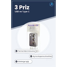 3 Prizli Usb Çıkışlı Termal Akım Korumalı Priz Uzatma Kablosu Typ 1.5