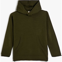 Koton Kapşonlu Kazak Uzun Kollu Kanguru Cepli Haki 4wkb90004ht 4WKB90004HT854 Haki