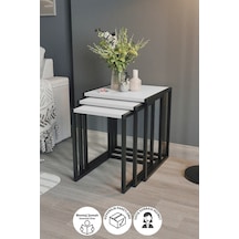 Bofigo 3'lü Metal Zigon Sehpa Zigon Sehpa Orta Sehpa Yan Sehpa Beyaz