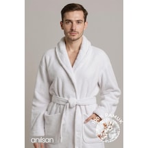 50'li Şalyaka Bornoz Beyaz %100 Pamuk Unisex Spa Için Ideal Kadın/erkek Beyaz