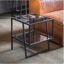 Miranda Siyah Metal&cam Yan Sehpa