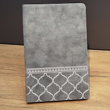 Desenli Gri Renk Deri Defter - 9078338843560rx8