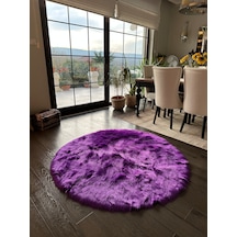 A Post Mor Yumuşak Dokulu Peluş Halı Yuvarlak