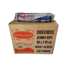 Ayrex Kazanç Plastik Endüstriyel Jumbo Çöp Torbası Poşeti 2 Kat Siyah 62 Mic. 500 Gr 80 X 110 Cm. / Koli