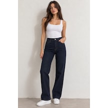 Zdnjeans Kadın Yüksek Bel Koyu Lacivert Palazzo Jean Pantolon