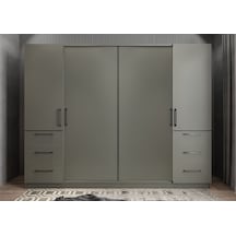 Riga Sürgü Kapaklı 6 Çekmeceli Gardırop F 208 Cm