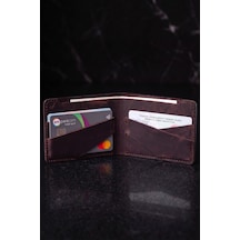 Luvo %100 Hakiki Deri El Yapımı 4 Kart Bölmeli Unisex Minimalist Cüzdan Kartlık İnce Kompakt Kağıt Para Ve Kart Bölmeli Cüzdan Mor