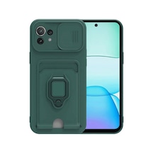 Mi 11 Lite Kılıf Zuma Kartvizitli Yüzüklü Silikon - Yeşil Bz8683140772772