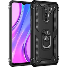 Xiaomi Redmi 9 Kılıf Sofya Yüzüklü Standlı Zırhlı Silikon Kılıf