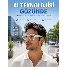 Beyaz 3 Lensli Akıllı Kamera Gözlüğü Yapay Zeka Sesli Asistan Görüntü Tanıma Bluetooth Görüşme Ve Müzik Özellikli
