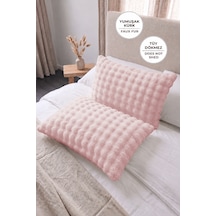 Bubble Kürklü Peluş 2'li Yastık Kılıfı 50x70 Cm Tavşan Tüyü Yumuşak Supersoft Dekoratif Pudra