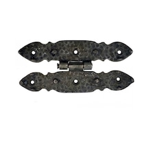 Antika Tarz Dekoratif Pirinç Düğmeli Menteşe - 142x69 Mm, Oksit Sarı