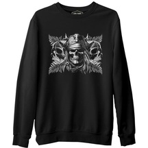 Pirate Skulls Siyah Erkek Kalın Sweatshirt 001