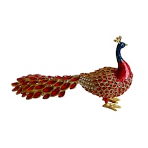 Kristal Taşlı Tavus Kuşu Biblo Ve Mücevher Kutusu 12x22x9 Cm,