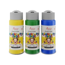 Mavi-yeşil-sarı Parmak Boyası 3'lü Set 3x60ml Yıkanabilir, Toksik İçermez, Çocuk Okul Kreş İçin