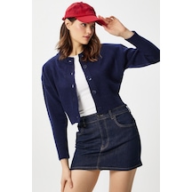 Ritnice Kadın Tilia Crop Lacivert Örgü Hırka Lacivert
