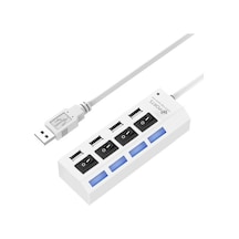Sones Portlu Usb Hub 2.0 Usb Ayırıcı Yüksek Hızlı 480mbps, Açık/kapalı Anahtarlı, 4 Led Beyaz