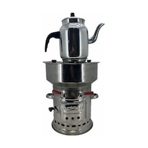 Paslanmaz 304 Çelik 7 L Çift Hazneli Demlikli Semaver