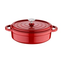 Olika Iron 24 Cm Demir Döküm Basık Tencere Kırmızı