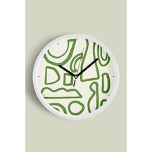 Soyut - Bohem - Geometrik Temalı Modern Duvar Saati - 35cm - Önü Camlı Beyaz Kasa - Sessiz Mekanizma Beyaz