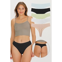 Sensu Kadın Fitilli Soft Renkler 5'li Slip Külot Set - Kts4015 Model-2 Model2
