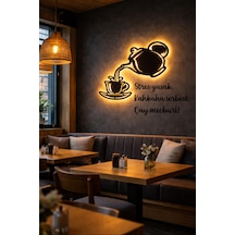 Led Işıklı Kişiye Özel Demlik Ve Çay Fincanı Figürlü Tablo Mutfak Ve Cafe Duvar Dekorasyonu Sarı - 862516708 Sarı