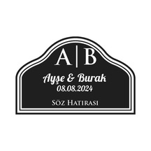 Kemerli Düz Dikdörtgen Mühür Kına Nişan Düğün 3x3 Cm Özel Etiket / 50 Adet Sticker Beyaz