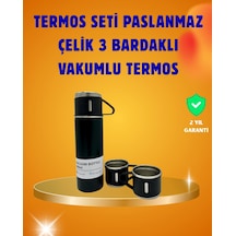 500 Ml Isı Korumalı Çelik Termos Ve Bardak Seti Silikon Tabanlı, Şık Ve Pratik Renkli