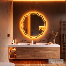 Envara Amber Led'li Lazer Kumlamalı Lavabo & Banyo Aynası Dokunmatik Sensörlü 60 X 60 Turuncu