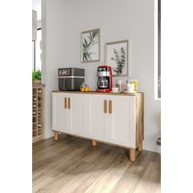 Flora Flr4120 Bohem Kahve Köşesi 4 Kapaklı Mdf Mebran Kapaklı Mutfak Dolabı Çok Amaçlı Dolap Aytaşı Ceviz