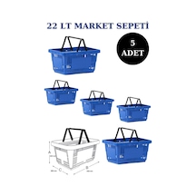 5 adet 22Litre Market ve Alışveriş Sepeti, Saplı Market Sepeti M