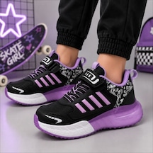 Black Flex Grafiti Çocuk Sneaker Ayakkabı Siyah Lila 31-35 2651 Sıyah