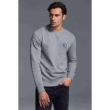 Day 6 Months Baskılı Gri Erkek Örme Sweatshirt