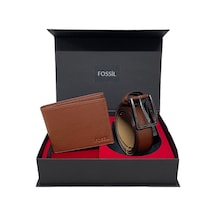 Fossil Taba Cüzdan& 3,5 Cm Hakiki Deri Kemer Seti 115 Cm Taba