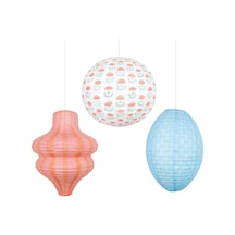 Meri Meri - Flora Orange & Blue Lanterns - Flora Turuncu & Mavi Fenerler - 3 Adet Tüm Yaşlar