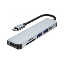6 In 1 Type C To Hdmı / 2 USB 3.0- USB-C Pd- Sd Tf Çevirici Kablo