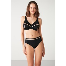 Kom Pleuna Parlak Biyeli Dolgulu Bikini Siyah