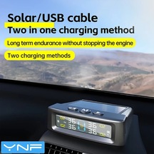 Xuweiwei Siyah 4 Sensörlü Ynf Solar Usb Tpms Lastik Basınç Ve Sıcaklık Monitörü Çift Şarj Zararsız Kurulum Akıllı Ekran Tüm Araçlar İçin