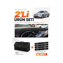 Hyundai Genesis 2008-2014 Uyumlu Torpido Örtüsü + Deri Bagaj Çantası + Sticker Seti - Siyah