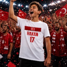 Bk Gift Kişiye Özel Türkiye Taraftar Temalı 2026 Dünya Kupası Tasarımlı Çocuk Tişört-5, Tek Yürek Milli Takım Ruhu Beyaz