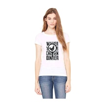 Pubg Pubg Winner Tava Tavuk Baskılı Beyaz Kadın Tshirt