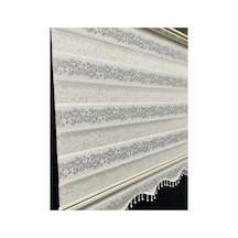 Beyaz Renk Gümüş Sim Detaylı Sarmaşık Desen Zebra Stor Perde Beyaz - 223323248 Beyaz