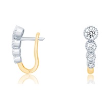 Diamond Line - Gülaylar - Sarı Beyaz Altın 14 Ayar J Küpe