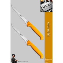 Lazbisa Mft-020 Gold Serisi Mutfak Fileto Bıçağı Steak Bıçak Et Balık Tavuk Kesme Fileto Bıçağı 2 Li Set