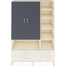 Hyperion Dolap 10 Raflı 4 Çekmeceli 2 Kapaklı 132x44x195 Aytaşı-antrasit/aytaşı Antrasıt/aytası