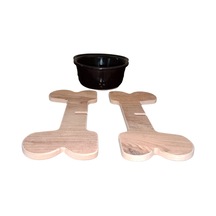 Realwood Seramik Kaseli Ahşap Ayaklı Tekli Kedi Köpek Mama Su Standı