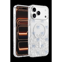 Onegif Apple iPhone Uyumlu 17 Pro Misk Simli Magsafe Kapak - Desen 3 Bz8683140939595