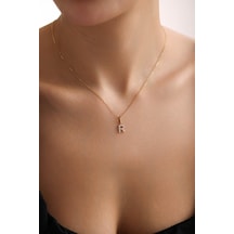 Gianfranco Taşlı R Harf Kilitli Charm Kolye